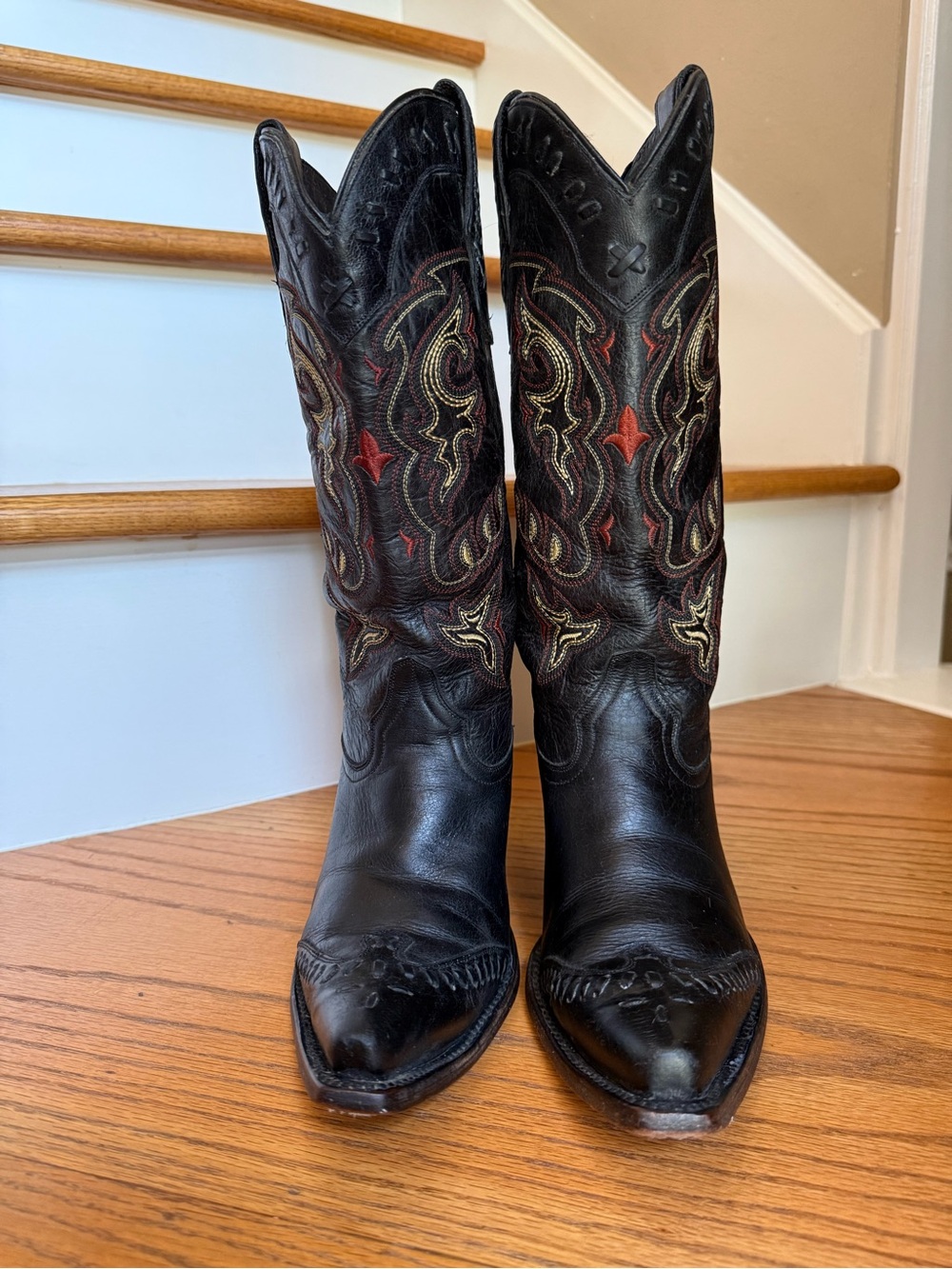 Lucchese Black Leather Western Cowboy Women's Boots Size: 8B Made In Mexico